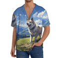 Noikeo Blue Sky Dog Print Men's Casual Shirts Short Sleeve Shirts
