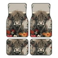 Noikeo Butterfly Cow With Flowers for 4Piece Floor Mats, Custom Fit