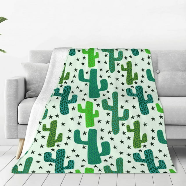 Noikeo Cactus 1 Pattern Fleece Throw Blanket,Fleece Throw Blankets for