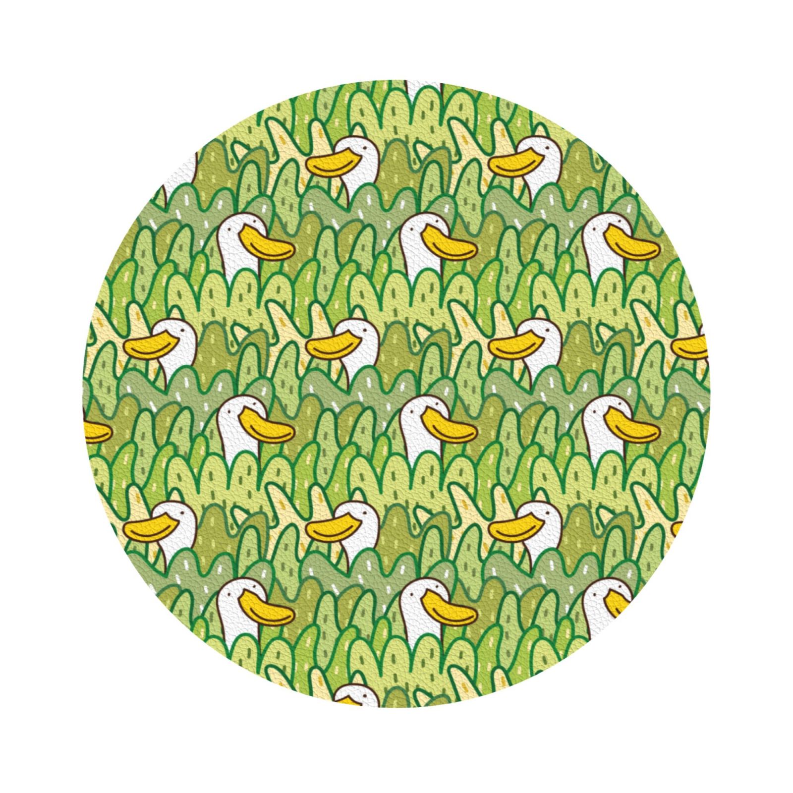 Noikeo Cartoon Duck Print 6 Pcs Drink Coasters, Leather Absorbent