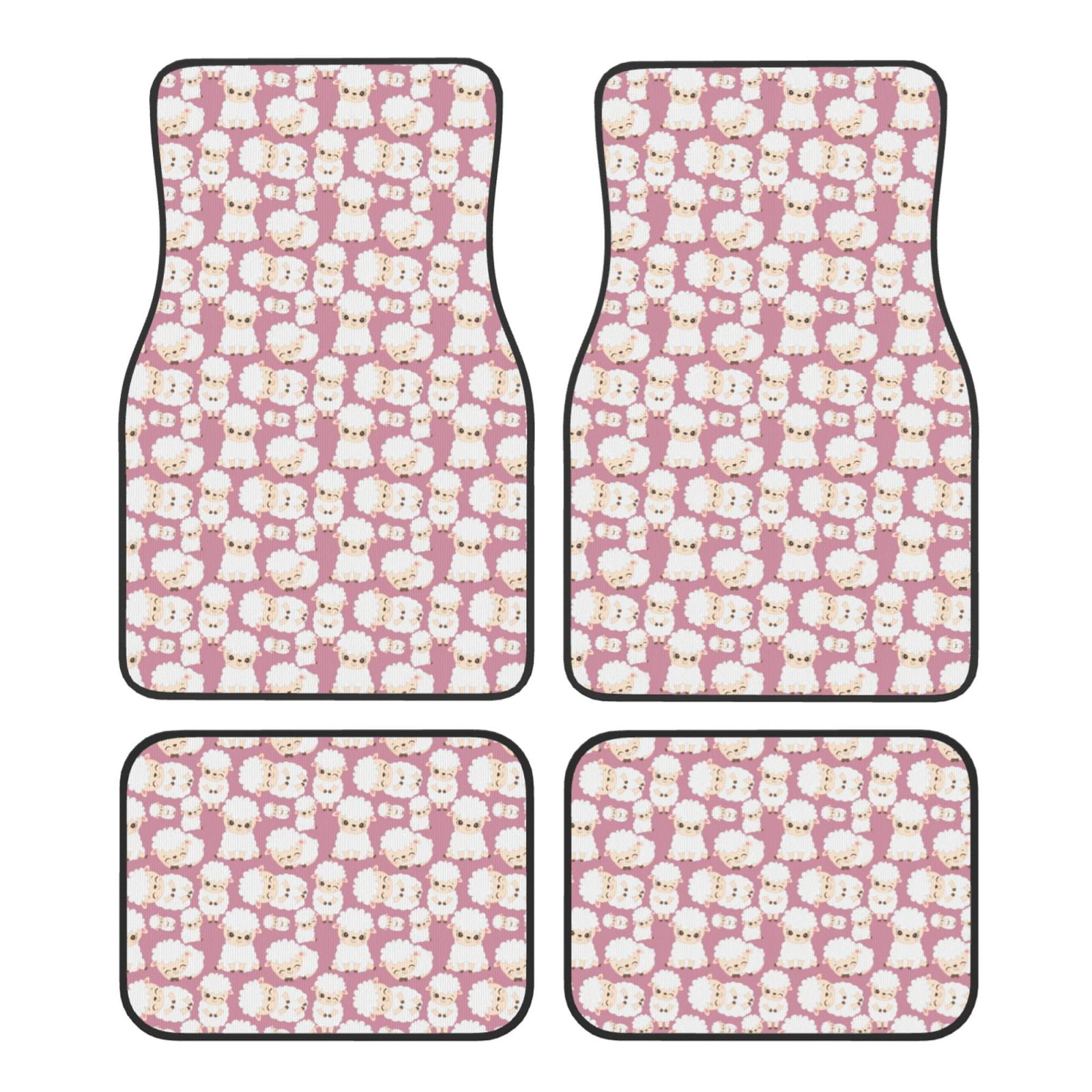 Noikeo Cartoon Sheep for 4Piece Floor Mats, Custom Fit Car Mats All