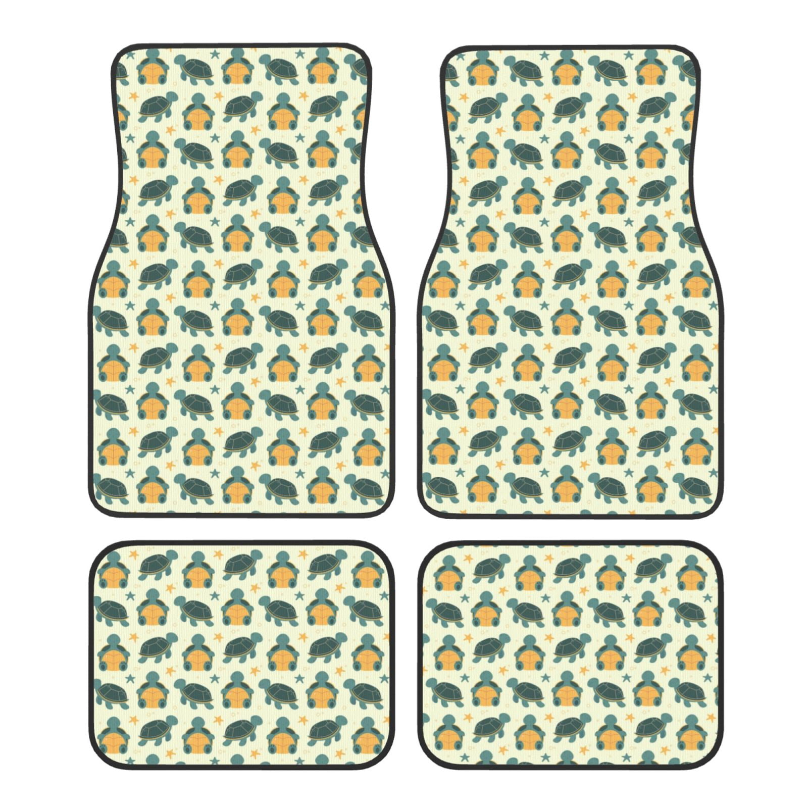 Noikeo Cartoon Turtles for 4Piece Floor Mats, Custom Fit Car Mats All