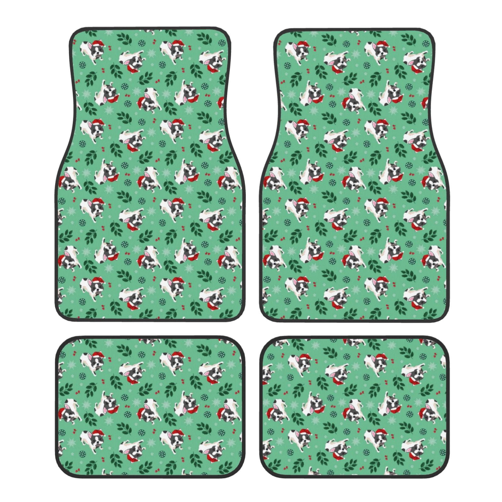 Noikeo Christmas French Bulldog for 4Piece Floor Mats, Custom Fit Car