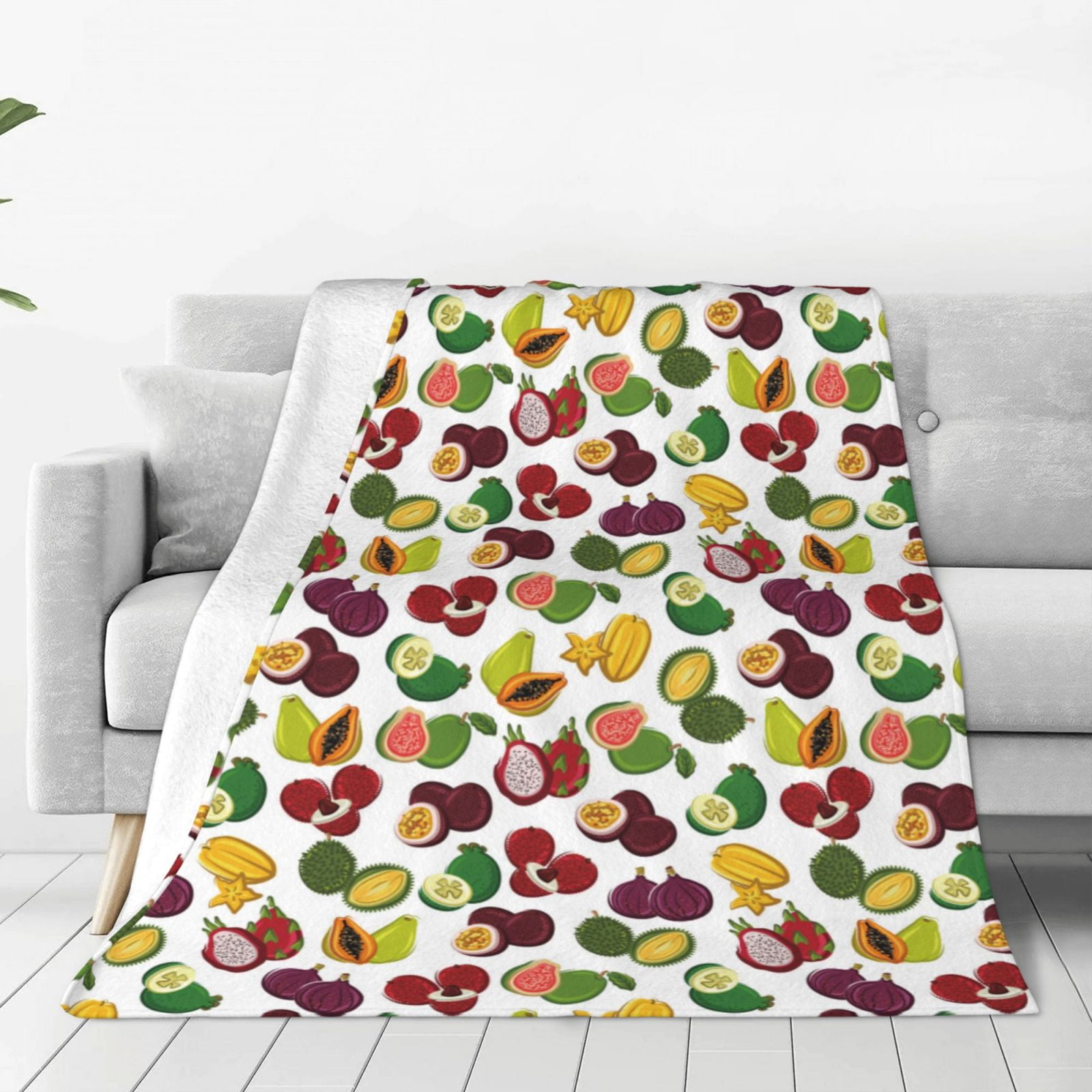 Noikeo Colorful Fruits Pattern Fleece Throw Blanket,Fleece Throw