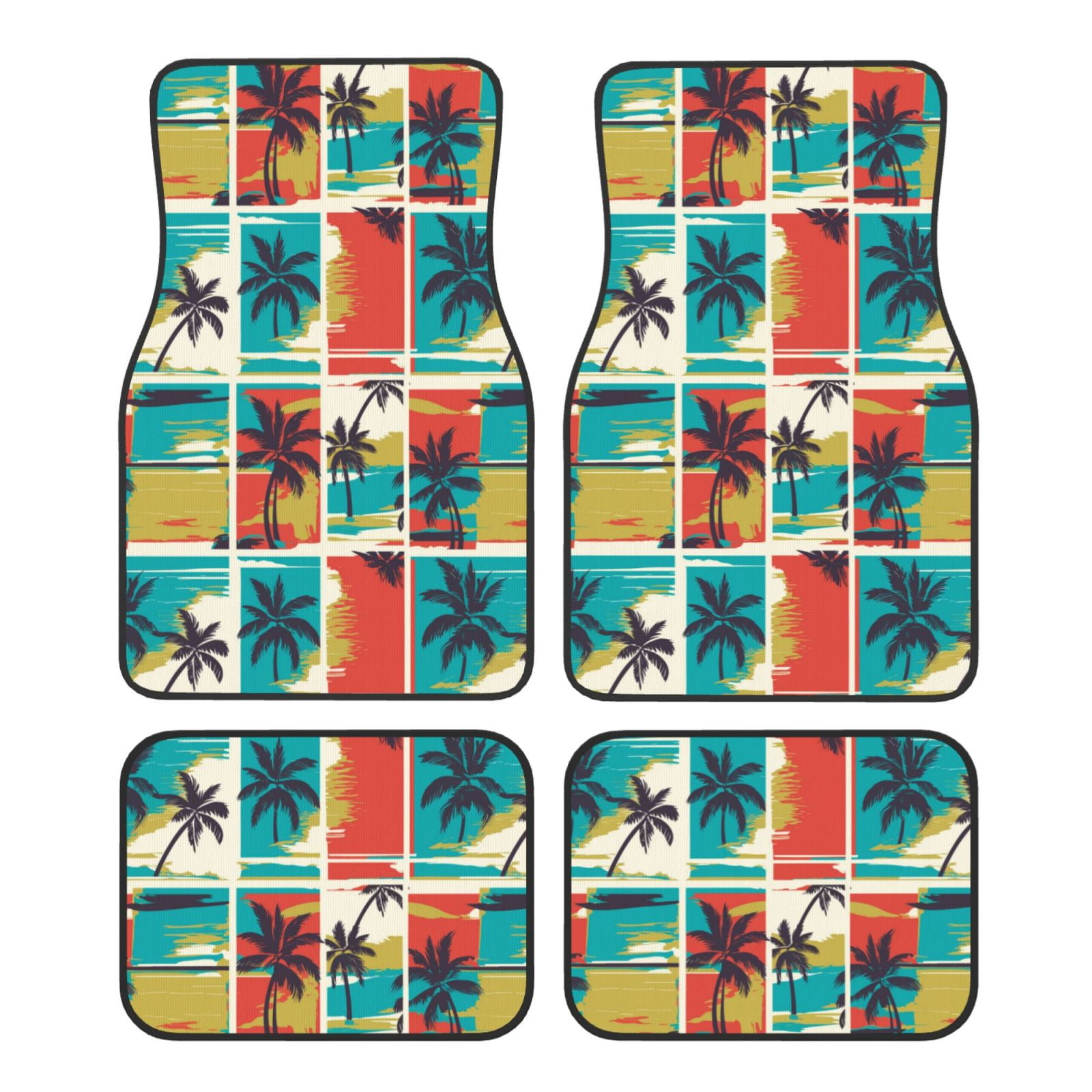 Noikeo Colorful Hawaii Palms for 4Piece Floor Mats, Custom Fit Car