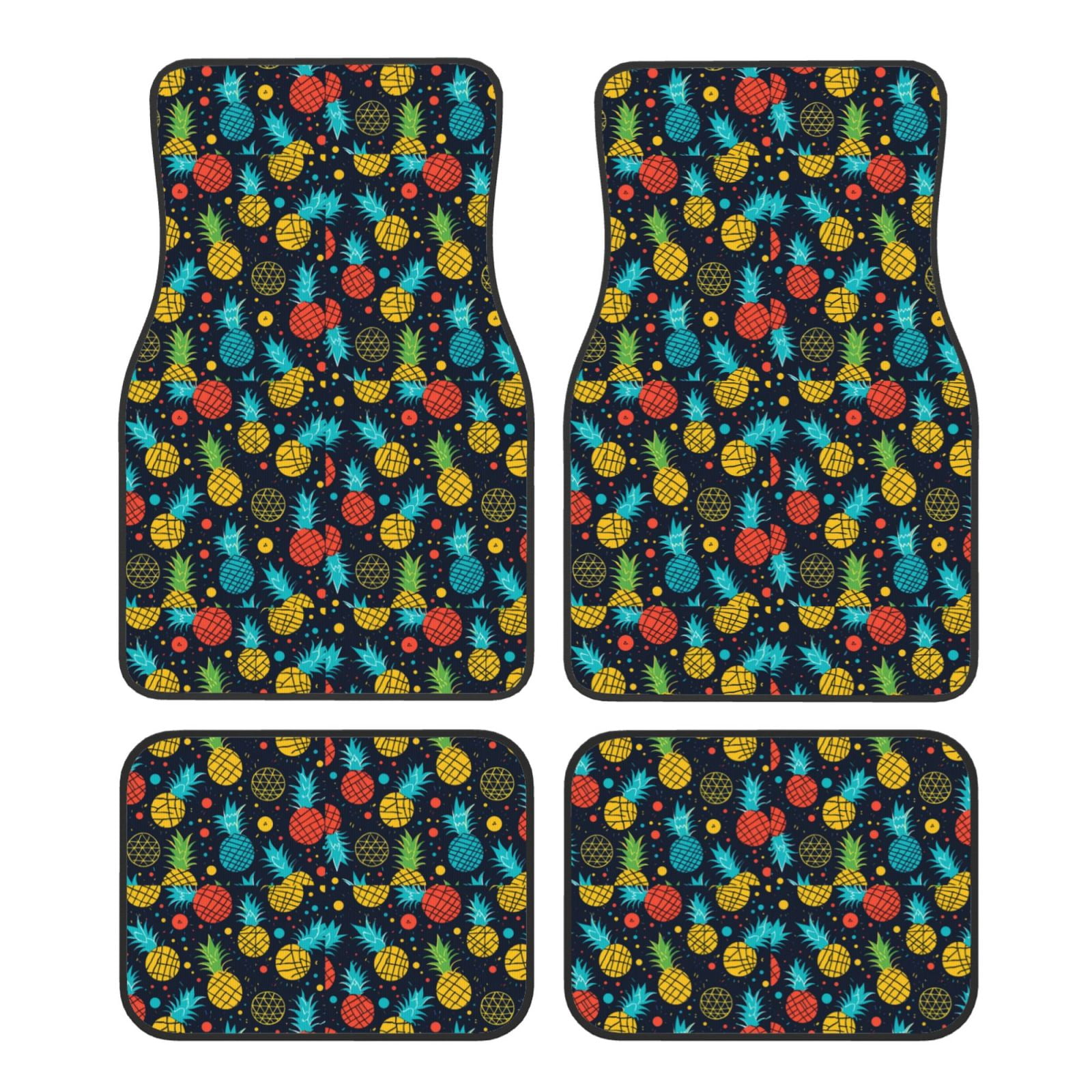 Noikeo Colorful Pineapple for 4Piece Floor Mats, Custom Fit Car Mats