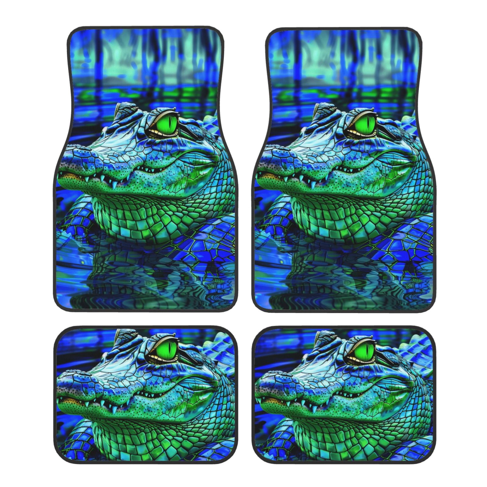 Noikeo Colorful Stained Glass Crocodile for 4Piece Floor Mats, Custom