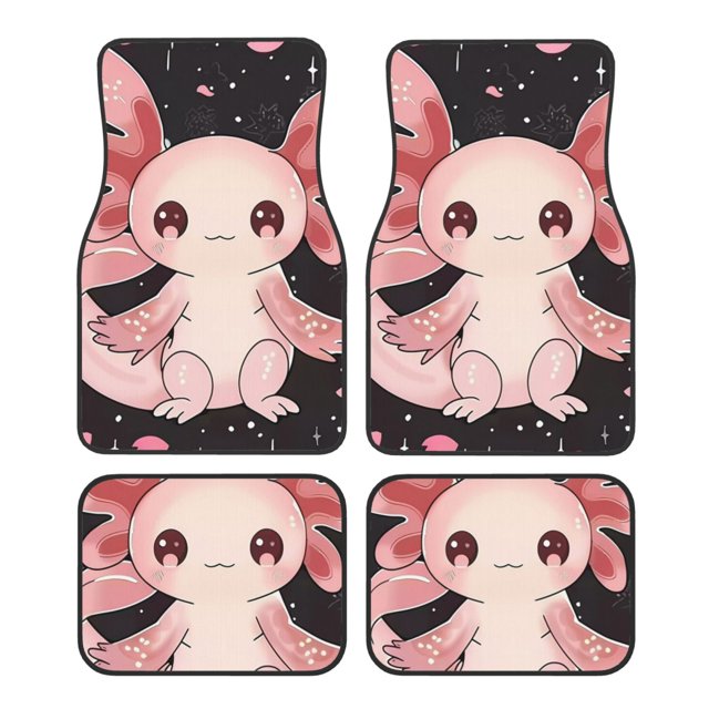Noikeo Cute Axolotl Sakura Blossoms for 4Piece Floor Mats, Custom Fit
