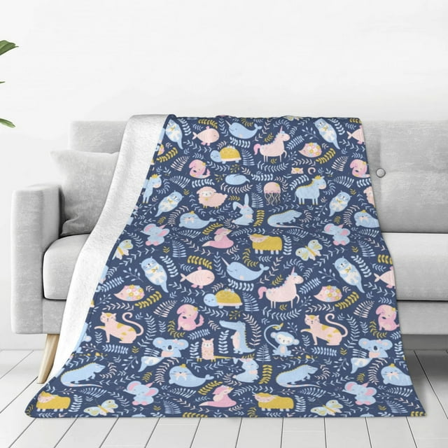 Noikeo Cute Baby Animals Pattern Fleece Throw Blanket,Fleece Throw