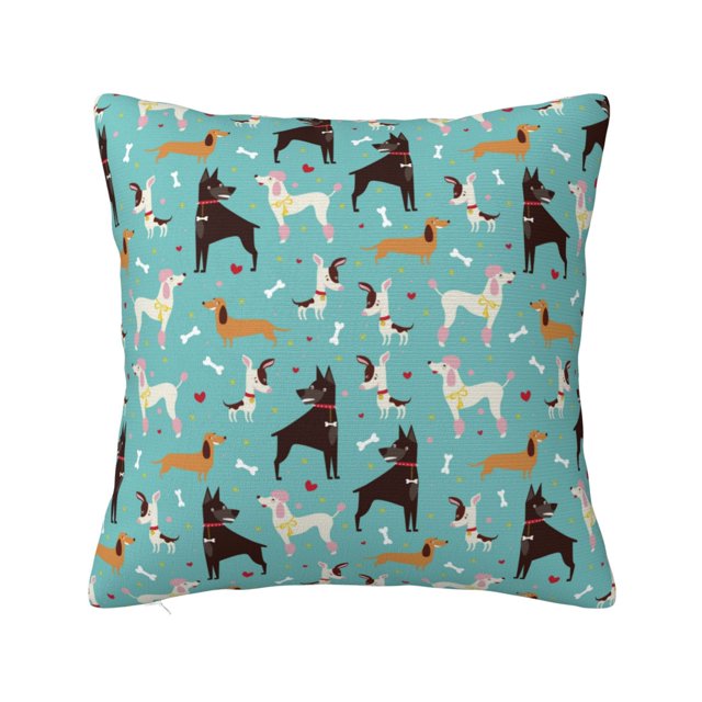 Noikeo Cute Dog Pattern Decorative Throw Pillow Covers,Square Pillow