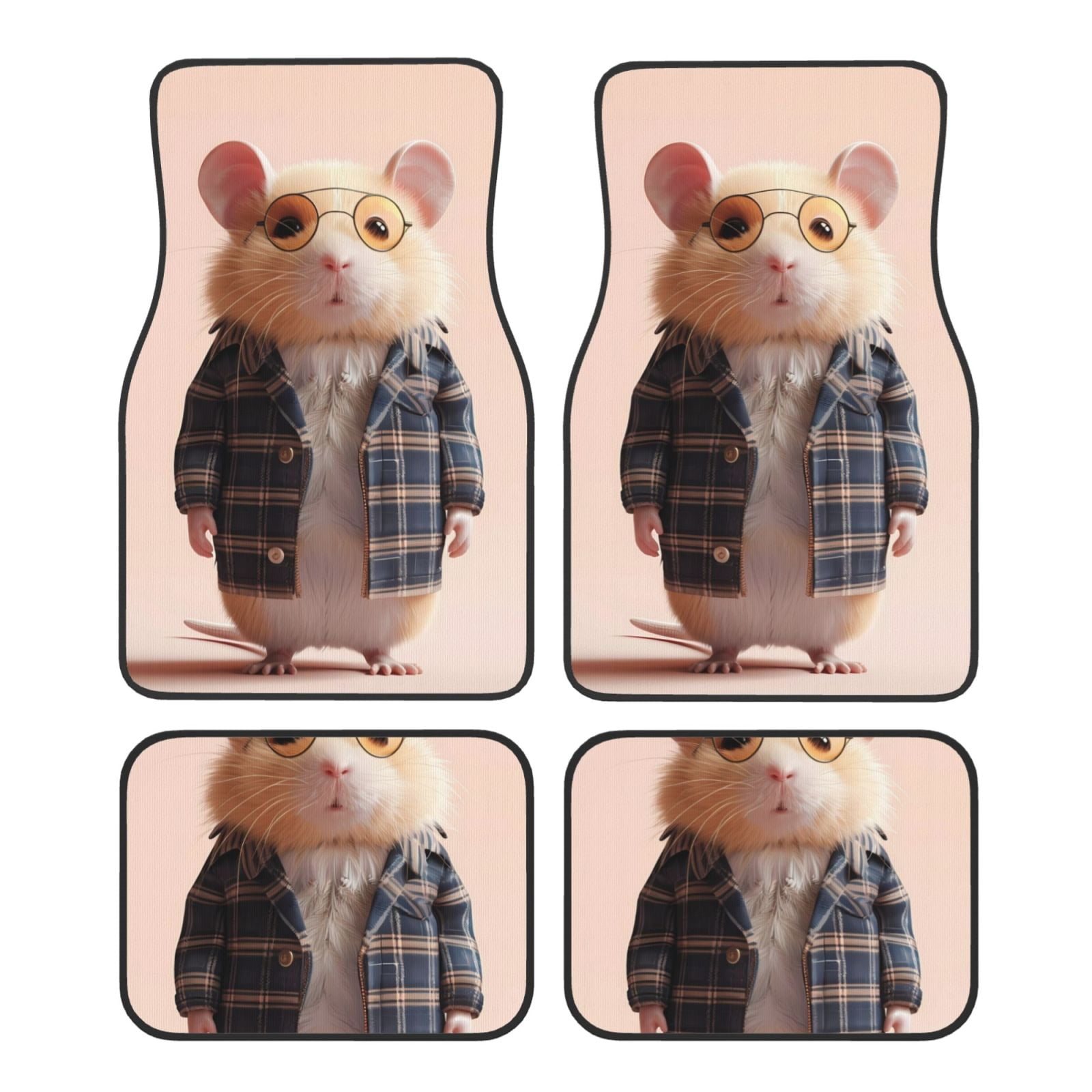 Noikeo Cute Mouse In Glasses for 4Piece Floor Mats, Custom Fit Car
