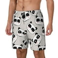 Noikeo Cute Panda Print Men's Swim Trunks with Compression Liner