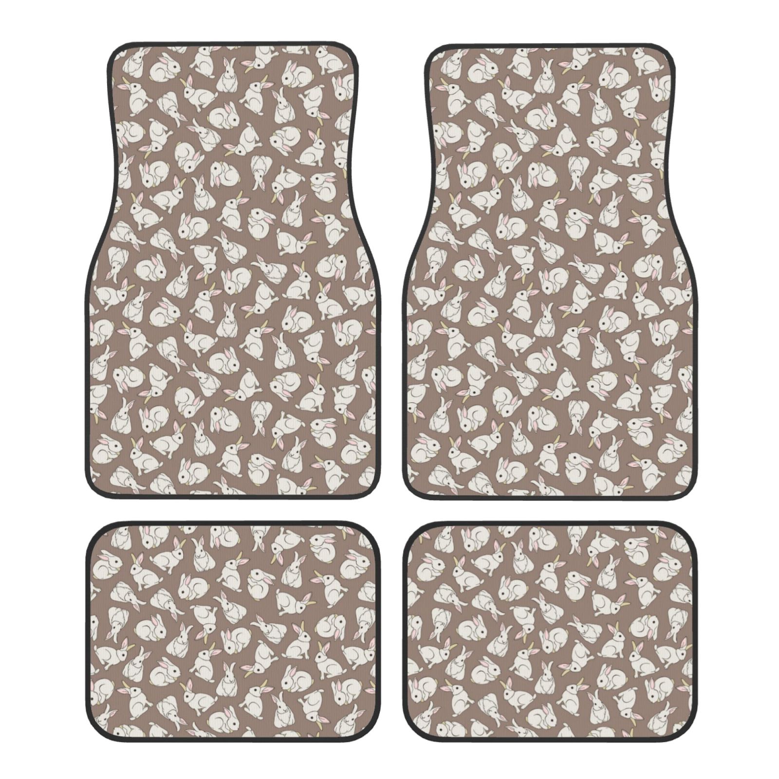 Noikeo Cute Rabbit for 4Piece Floor Mats, Custom Fit Car Mats All