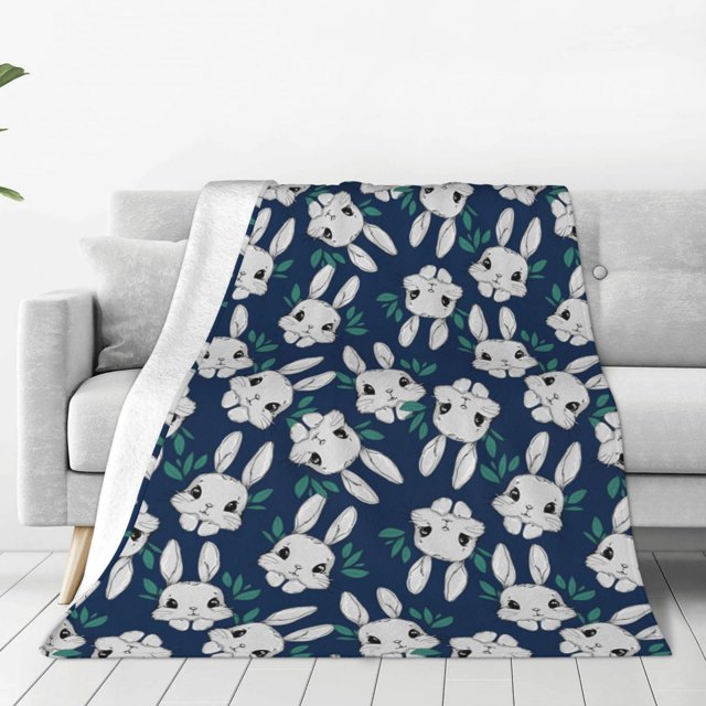 Noikeo Cute Rabbit Pattern Fleece Throw Blanket,Fleece Throw Blankets