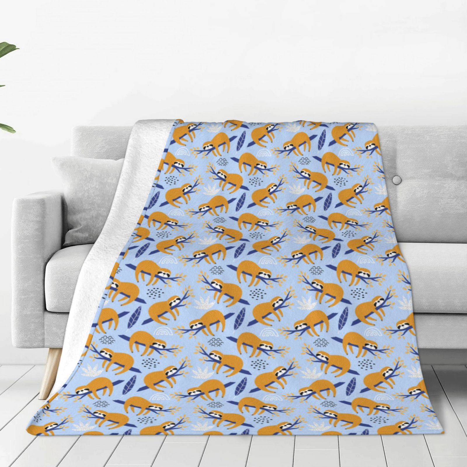 Noikeo Cute Sloth Pattern Fleece Throw Blanket,Fleece Throw Blankets