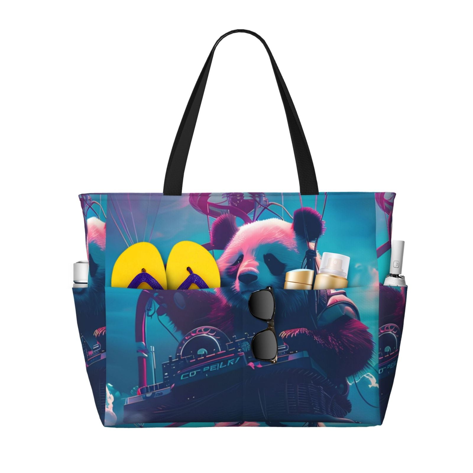 Noikeo DJ Panda Hot Air Balloon for Large Beach Tote Bag Beach Bag