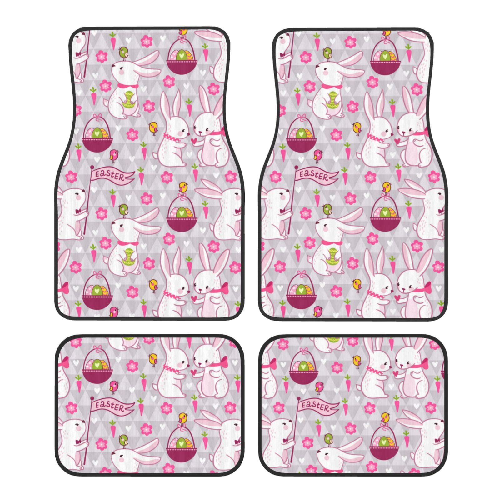 Noikeo Easter Rabbit for 4Piece Floor Mats, Custom Fit Car Mats All