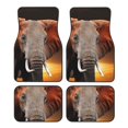 Noikeo Elephant Sunset in Kenya for 4Piece Floor Mats, Custom Fit Car