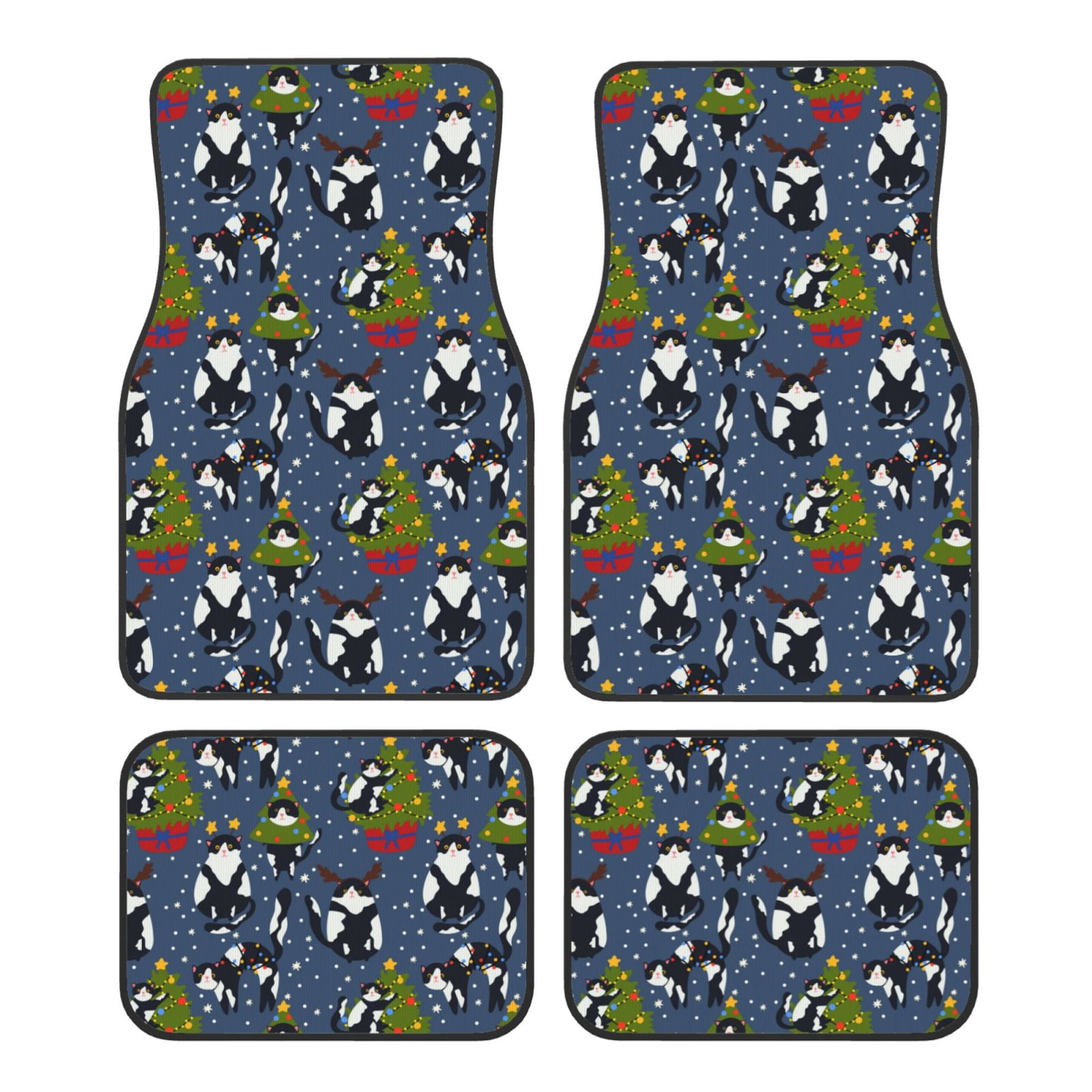 Noikeo Festive Cats and Trees for 4Piece Floor Mats, Custom Fit Car Mats AllWeather Car Foot