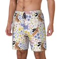 Noikeo Floral Puppy Print Men's Swim Trunks with Compression Liner