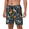 Noikeo Flowers Butterfly Print Men's Swim Trunks with Compression Liner