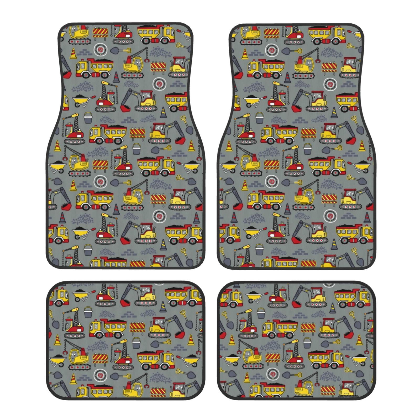 Noikeo Funny Construction for 4Piece Floor Mats, Custom Fit Car Mats