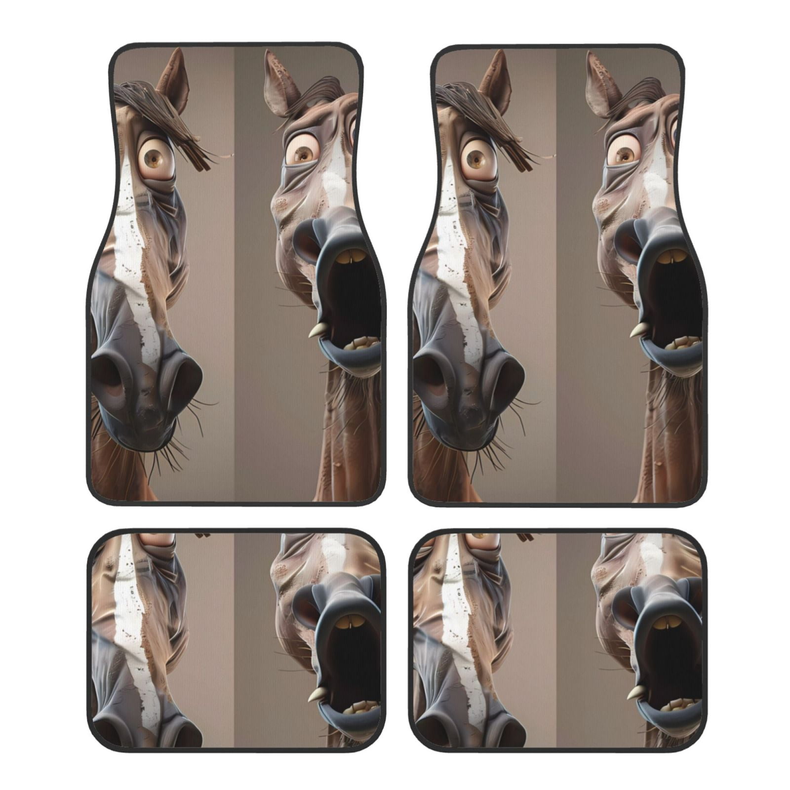 Noikeo Funny Horse Faces Expressions for 4Piece Floor Mats, Custom Fit