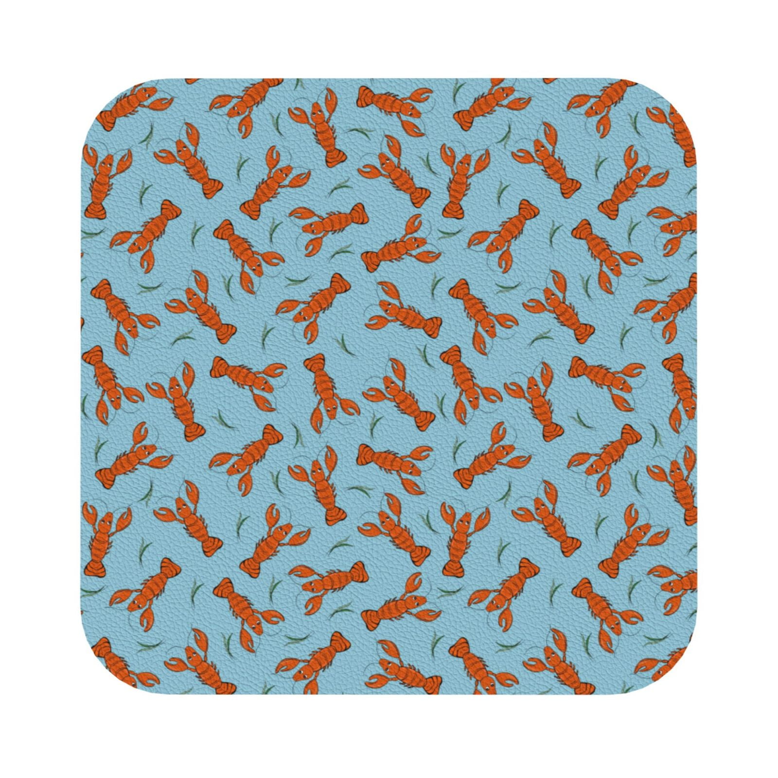 Noikeo Funny Lobsters Print 6 Pcs Drink Coasters, Leather Absorbent