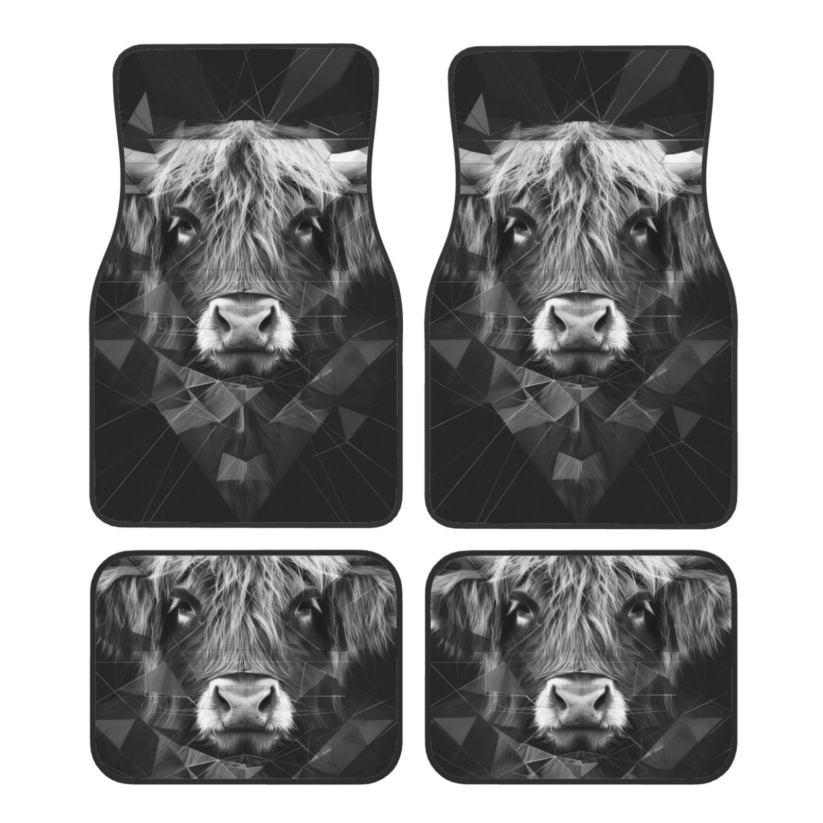 Noikeo Geometric Bull Design for 4Piece Floor Mats, Custom Fit Car