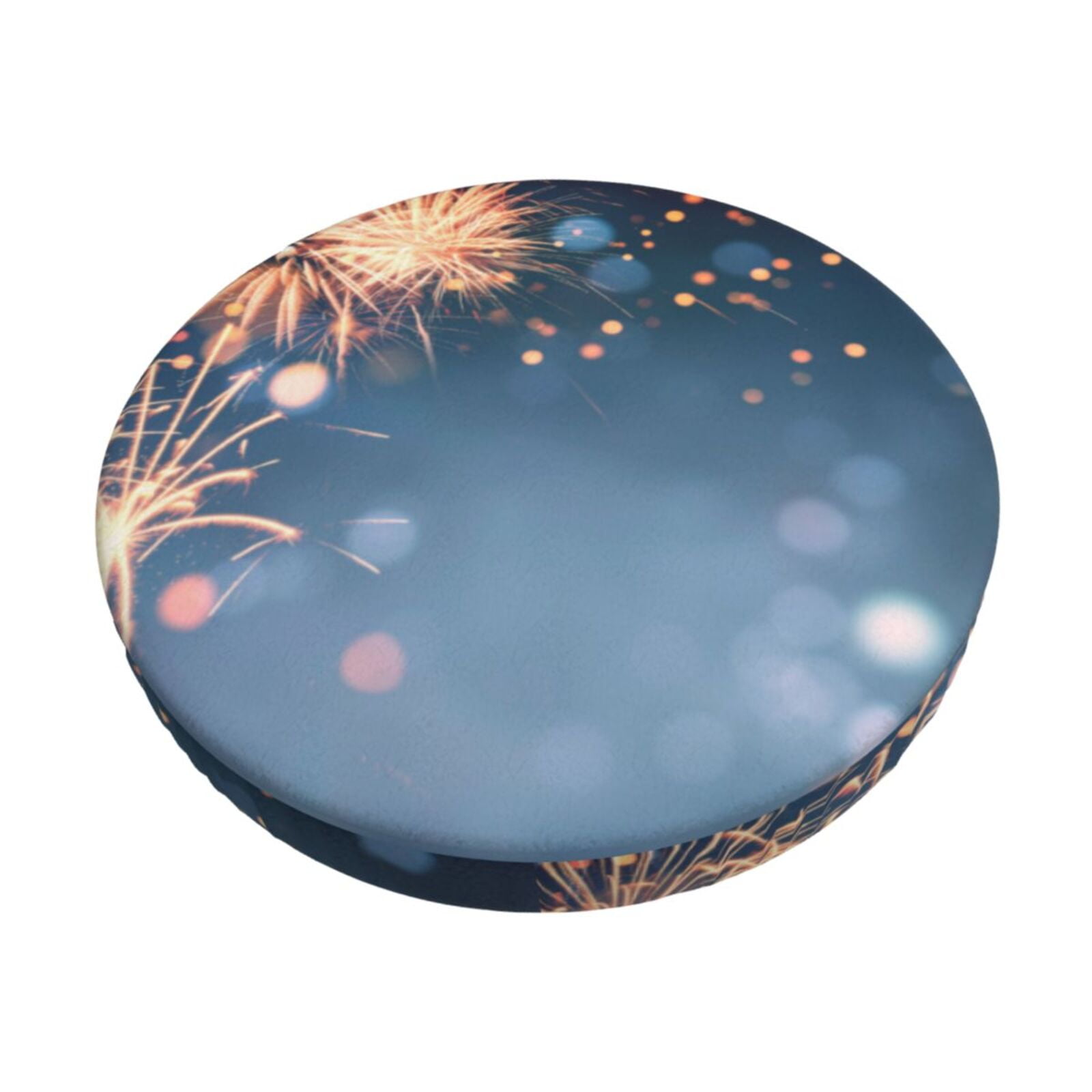 Noikeo Gold And Blue Fireworks Pattern Bar Stool Cushion Cover, Round