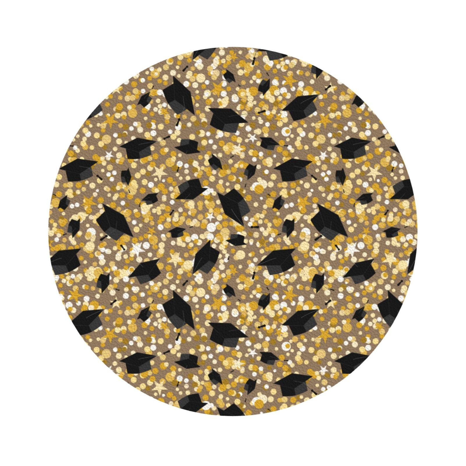 Noikeo Graduation Hats3 Print 6 Pcs Drink Coasters, Leather Absorbent