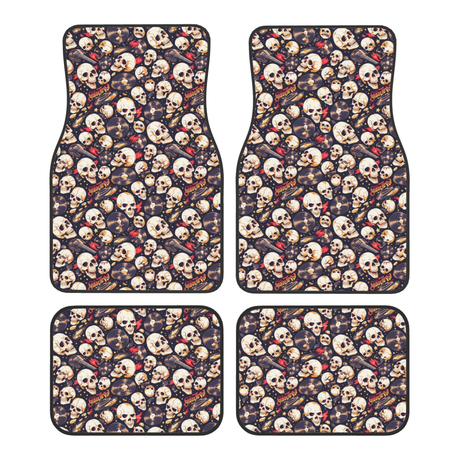 Noikeo Guitar Skull record for 4Piece Floor Mats, Custom Fit Car Mats