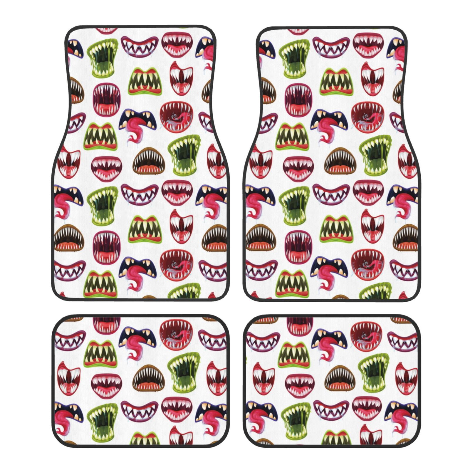 Noikeo Halloween Mouth for 4Piece Floor Mats, Custom Fit Car Mats All