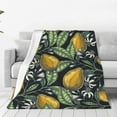 Noikeo Hand Drawn Citrus Fruits Elegant Lemons Pattern Fleece Throw