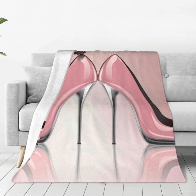Noikeo High Heel Shoes Butterfly Pattern Fleece Throw Blanket,Fleece