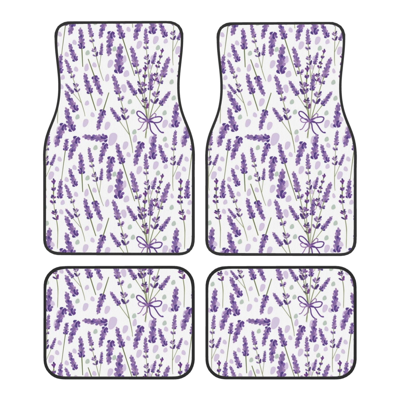 Noikeo Lavender Flowers for 4Piece Floor Mats, Custom Fit Car Mats All