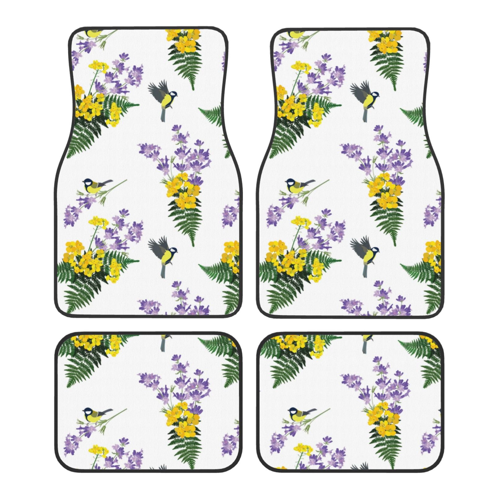 Noikeo Lavender Flowers for 4Piece Floor Mats, Custom Fit Car Mats All