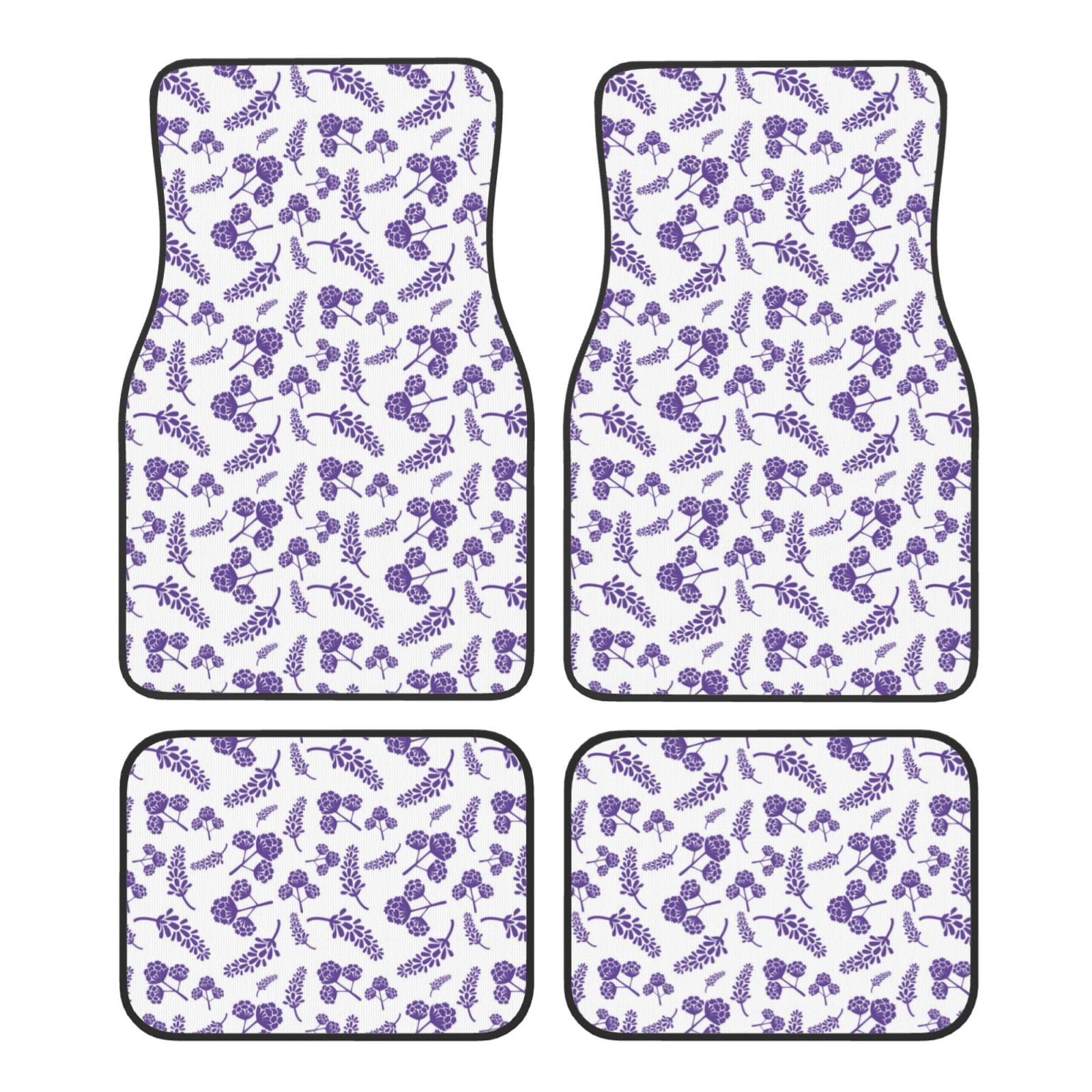 Noikeo Lavender Flowers for 4Piece Floor Mats, Custom Fit Car Mats All