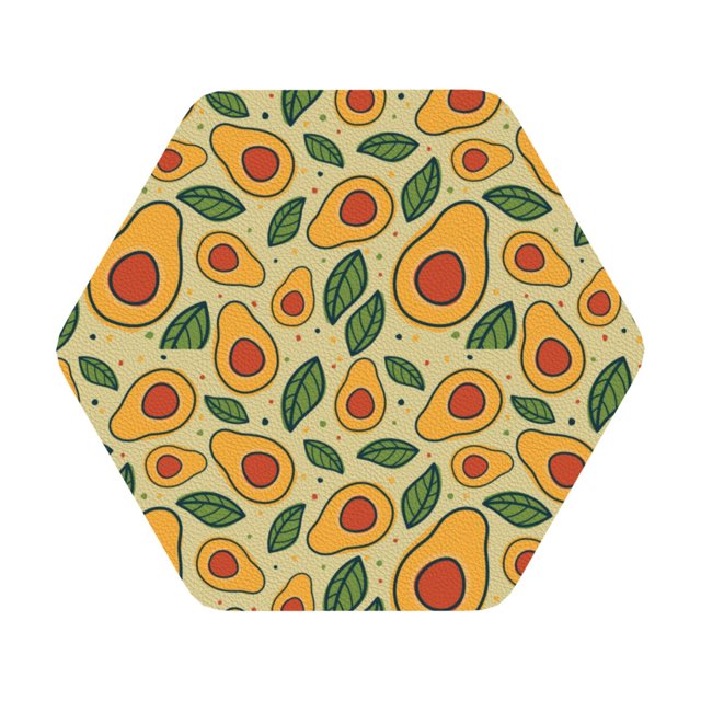 Noikeo Leaves Avocado Print 6 Pcs Drink Coasters, Leather Absorbent