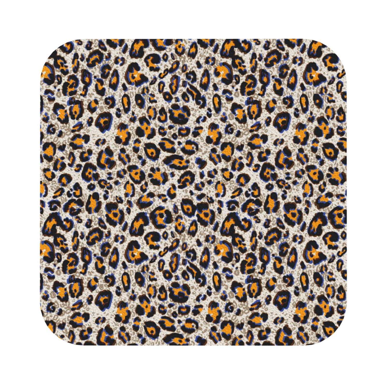 Noikeo Leopard Print 6 Pcs Drink Coasters, Leather Absorbent Coaster