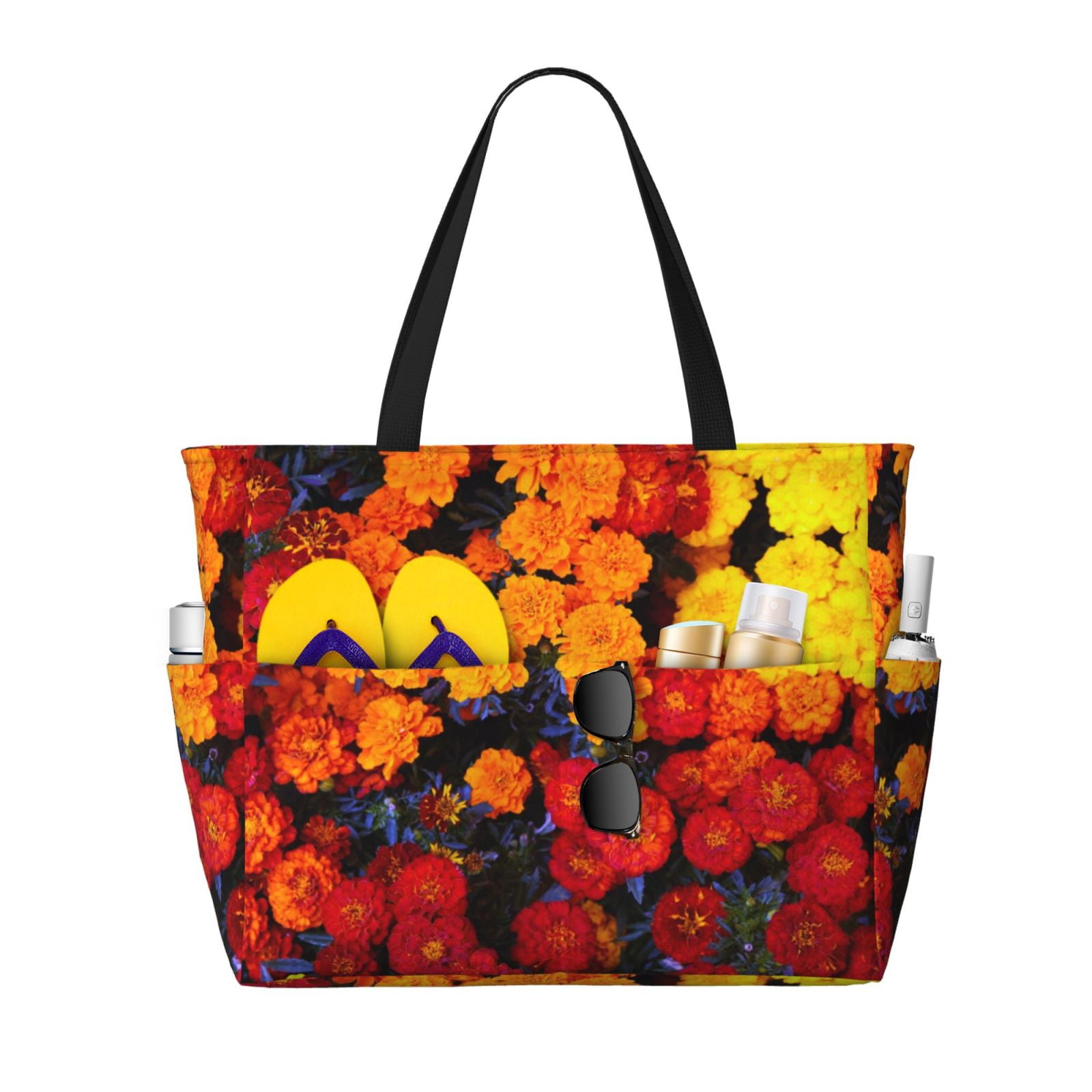 Noikeo Marigold Flowers In Different Colors for Large Beach Tote Bag