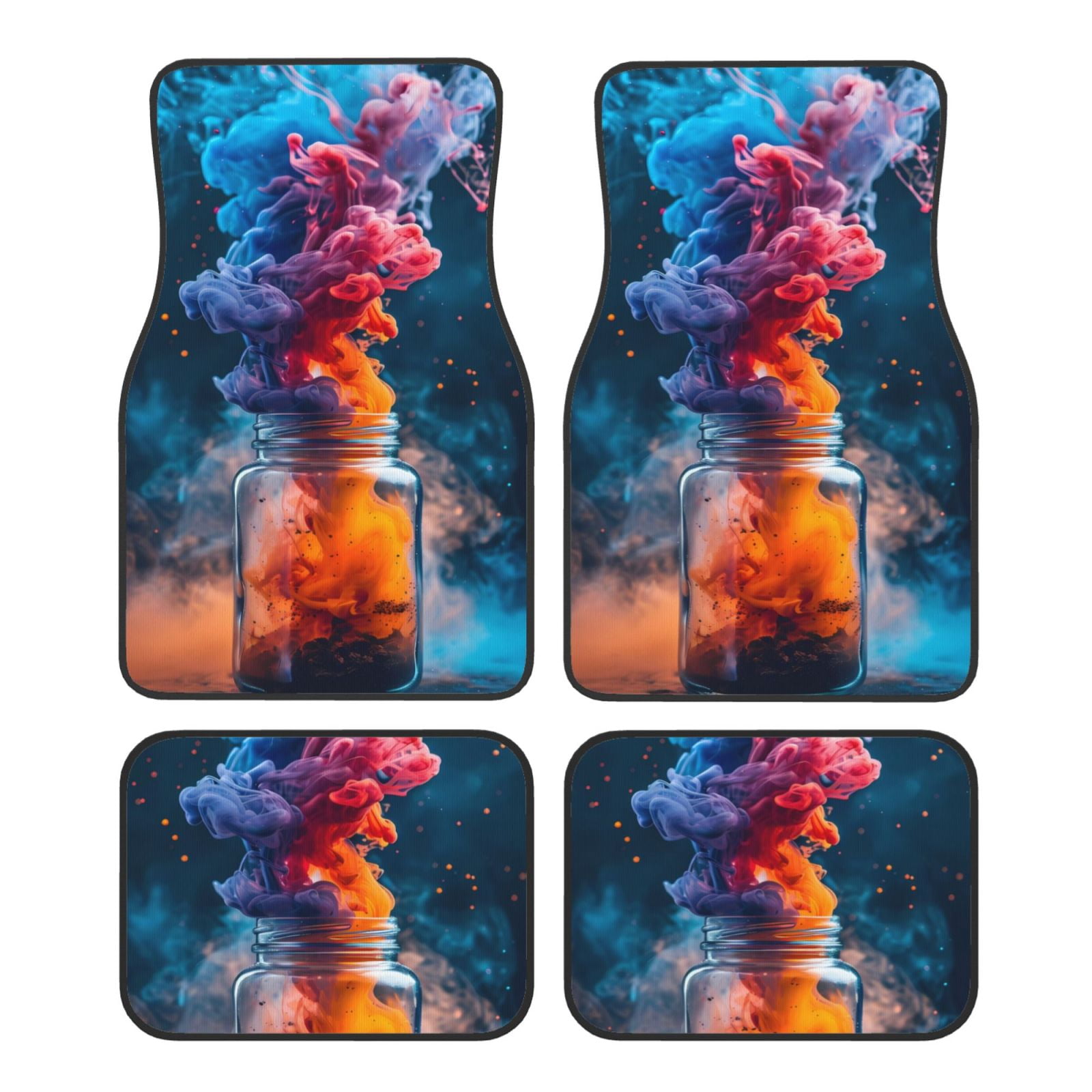 Noikeo Modern Art Red And Blue Colors for 4Piece Floor Mats, Custom
