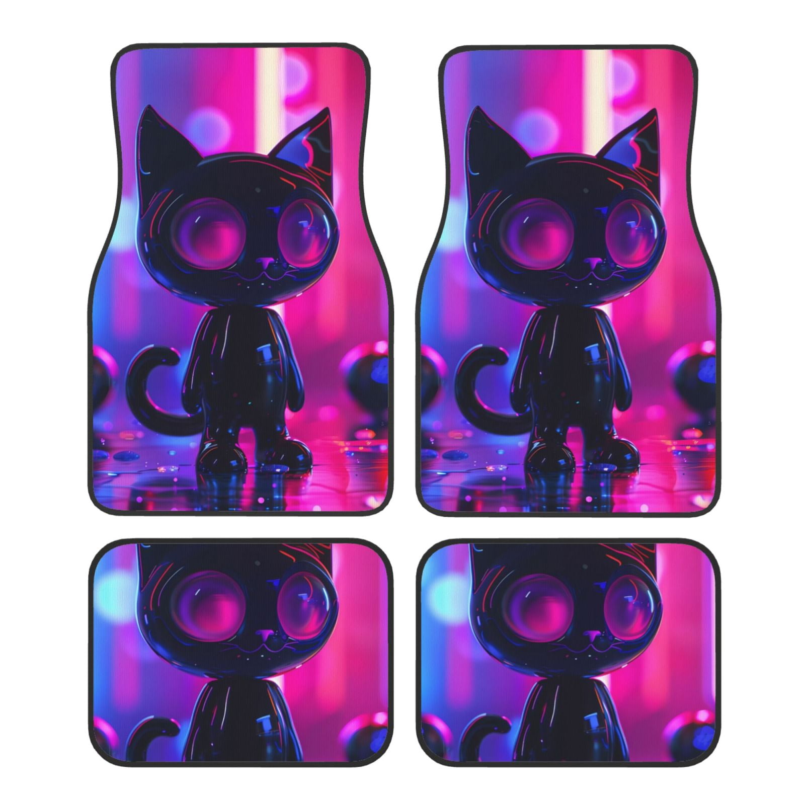 Noikeo Neon Toy Cat Reflections for 4Piece Floor Mats, Custom Fit Car