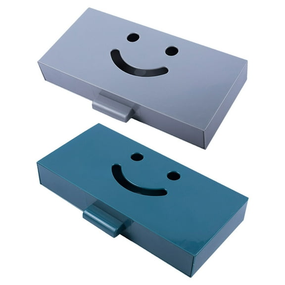 Raindrops Blue ABS Hidden Storage Box for Desk and Office Sundries Organizer, Keeps Supplies Neat and Out of Sight, 2pcs