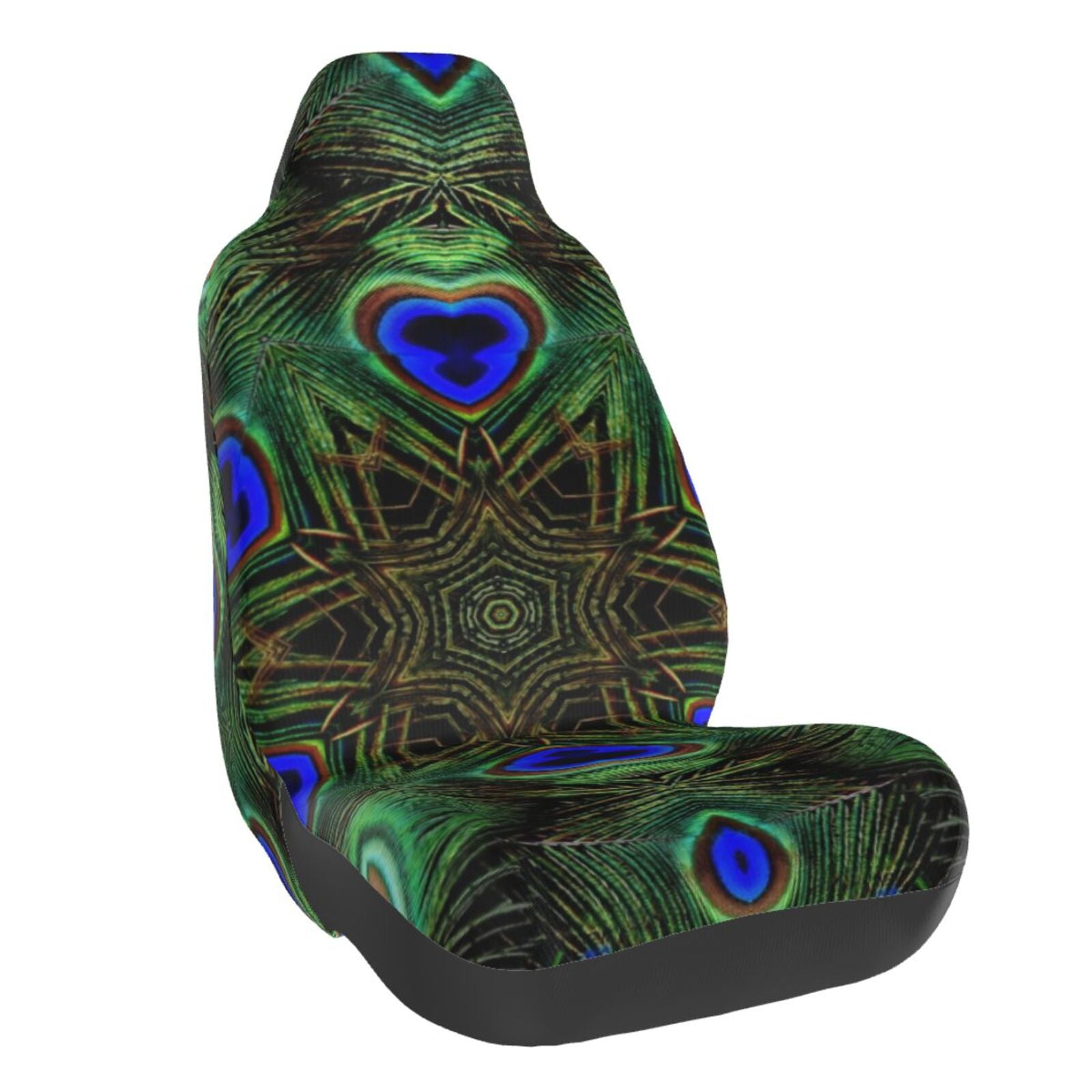 Peacock Feather Floral Pattern Print Universal Fit Car Seat Cover