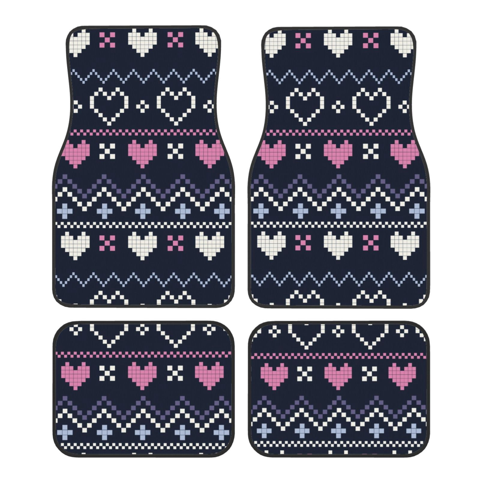 Noikeo Pixel Heart Winter for 4Piece Floor Mats, Custom Fit Car Mats