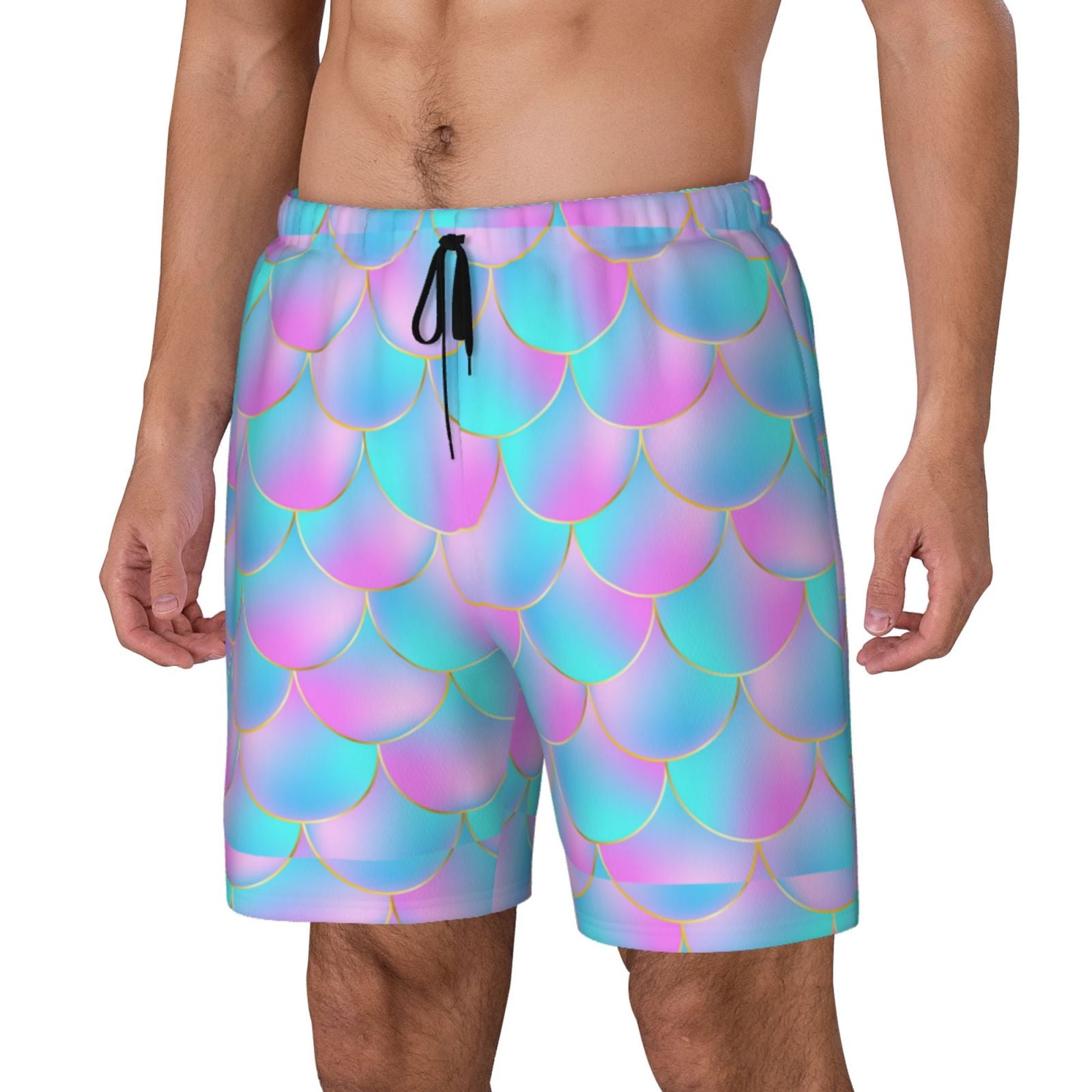 Noikeo Purple Dragon Scales Print Men's Swim Trunks with Compression