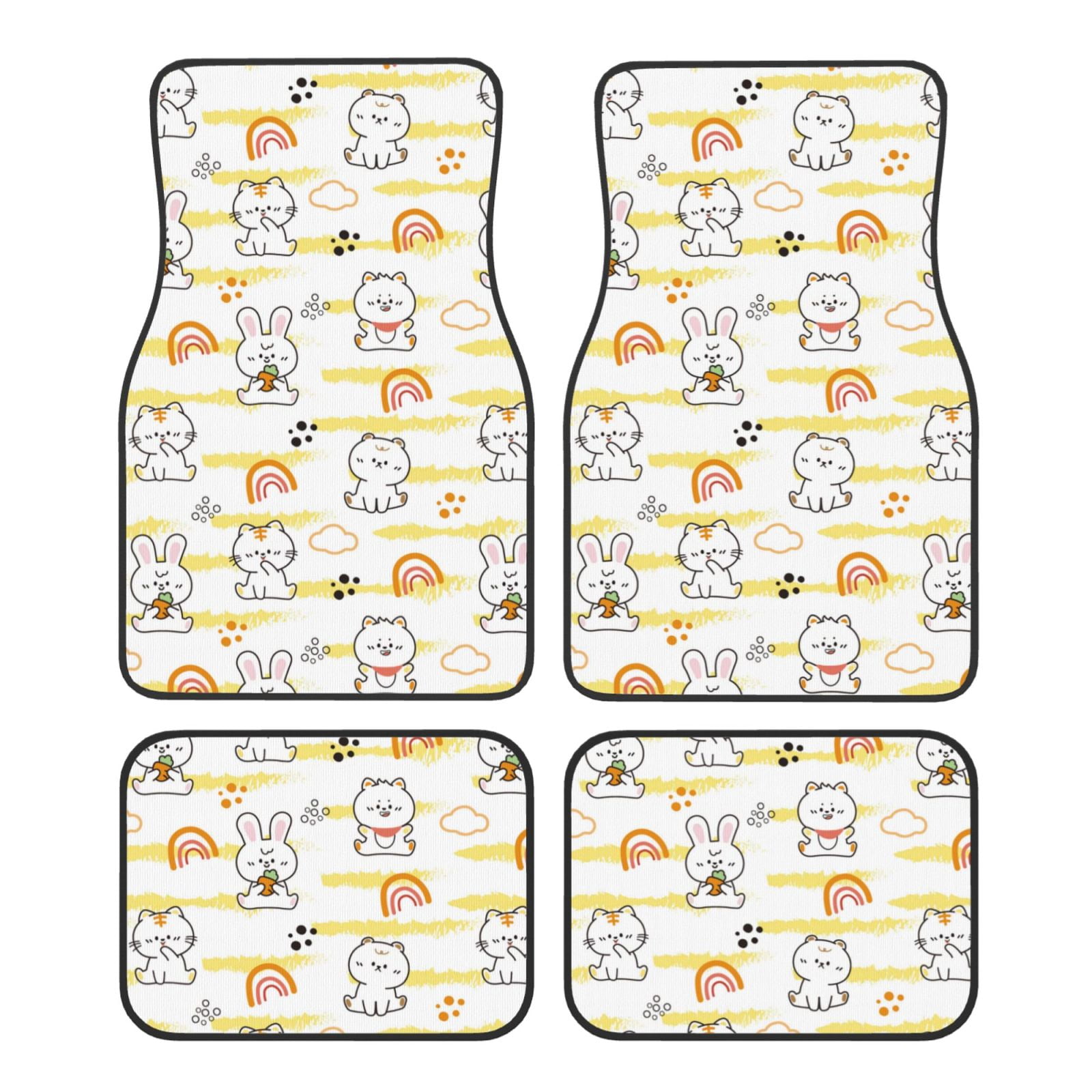 Noikeo Rabbit And Milk Tea for 4Piece Floor Mats, Custom Fit Car Mats