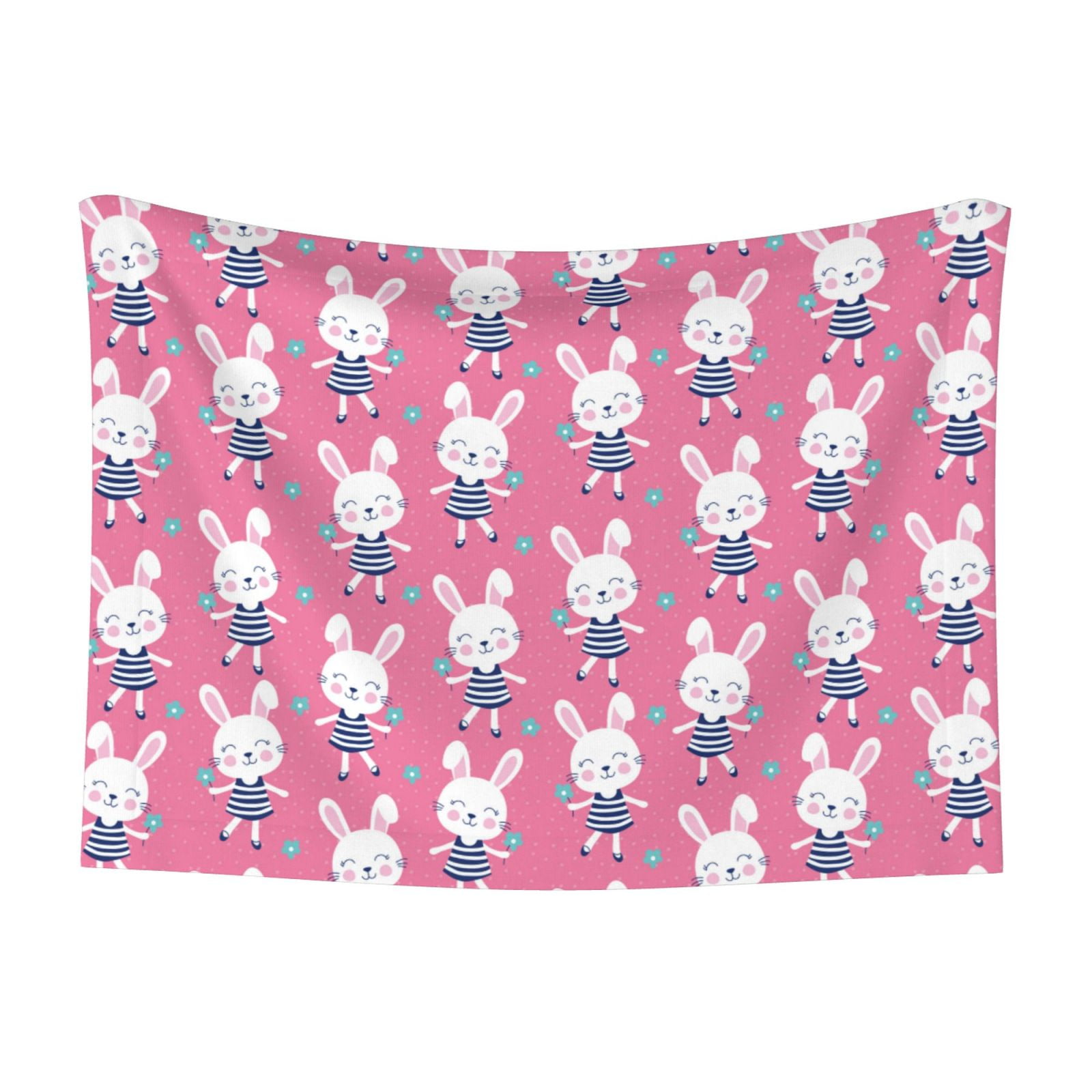 Noikeo Rabbit Holding Flowers Pattern Waterproof Pet Blanket ,Fleece