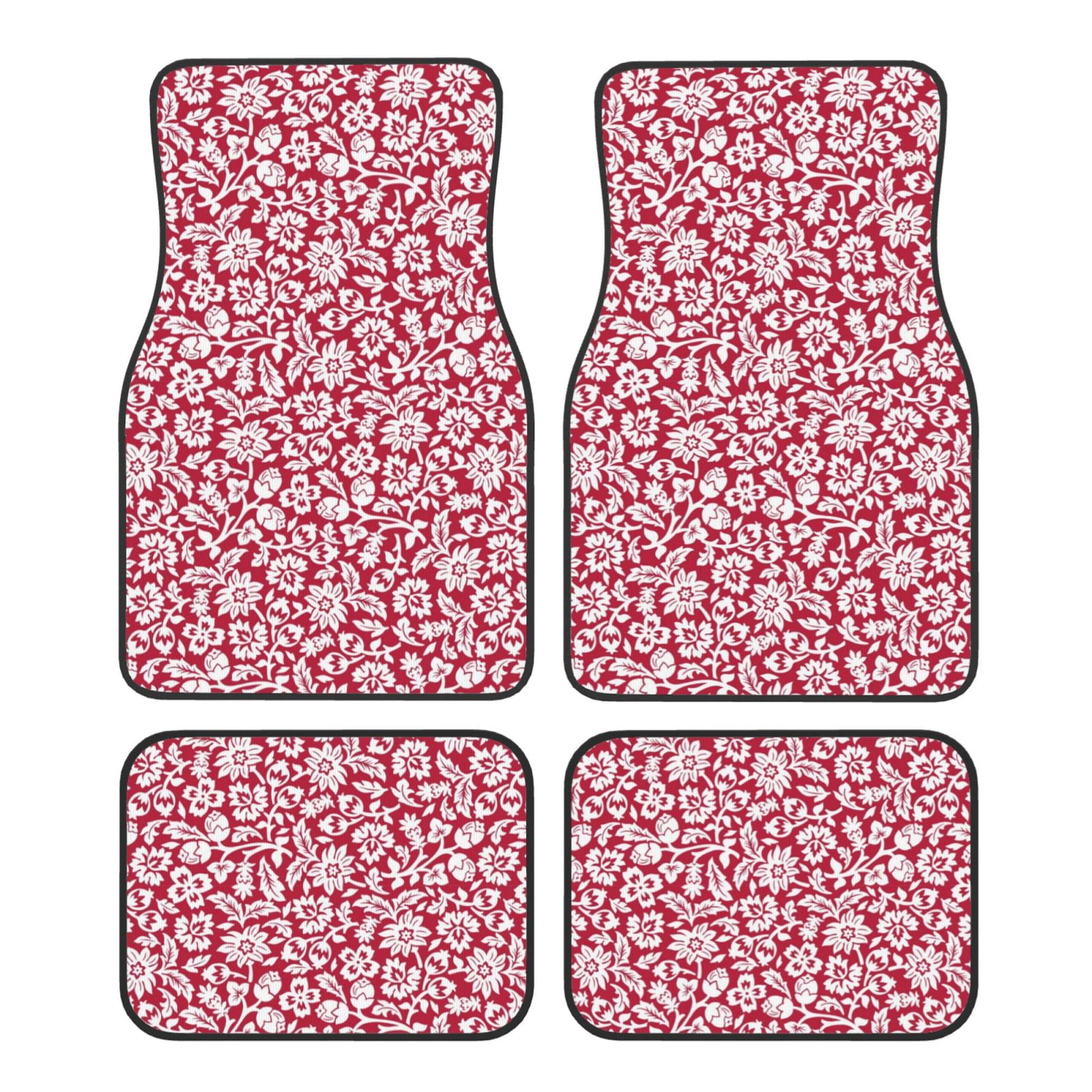 Noikeo Red Flowers for 4Piece Floor Mats, Custom Fit Car Mats All